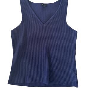 Marled Ribbed V-Neck Indigo Sweater Vest Size M